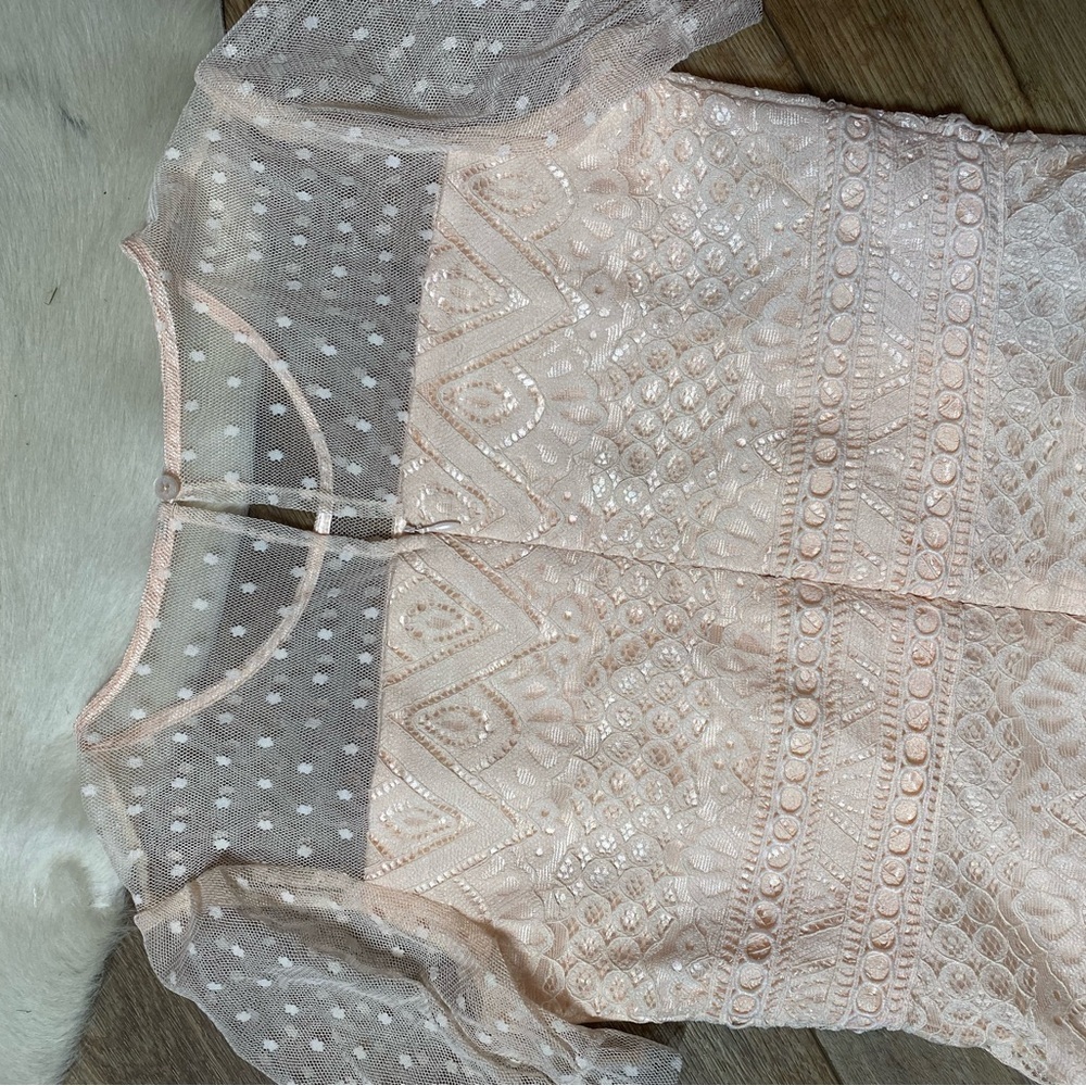 BCBG girls lace puff sleeve pink dress - Picture 7 of 8